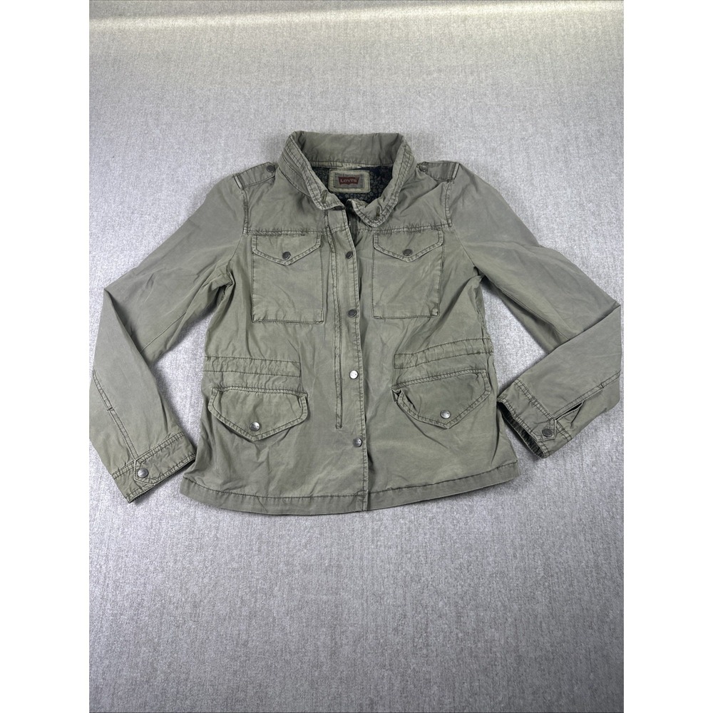 Levi's Women Jacket M Olive Cotton Field Utility Military Cargo